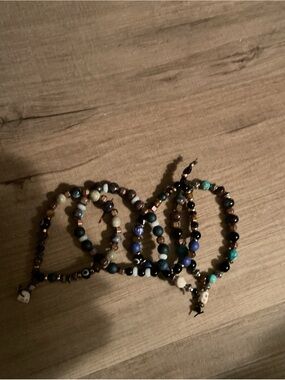 Hand Made Unisex Beaded Bracelet Sets or singles in Blue, Turquoise, Brown etc